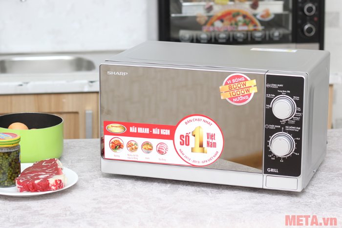 Sharp R-G223VN-SM có chức năng nướng thực phẩm Lò vi sóng nướng cơ Sharp R-G223VN-SM