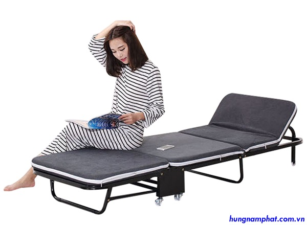 Giường Gấp Ba Khúc Vải Nhung